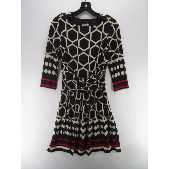 Eliza J Dress 8 Fit Flare Pullover Ruched Boat Neck Lined Career - Picture 1 of 12